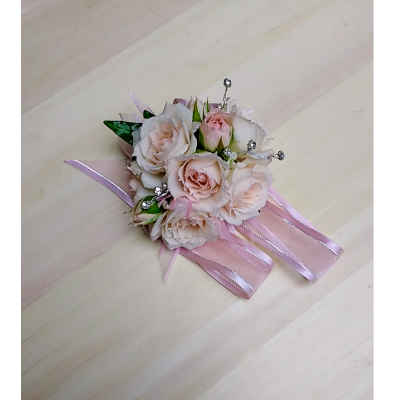 Soft Pink Rose Corsage. 